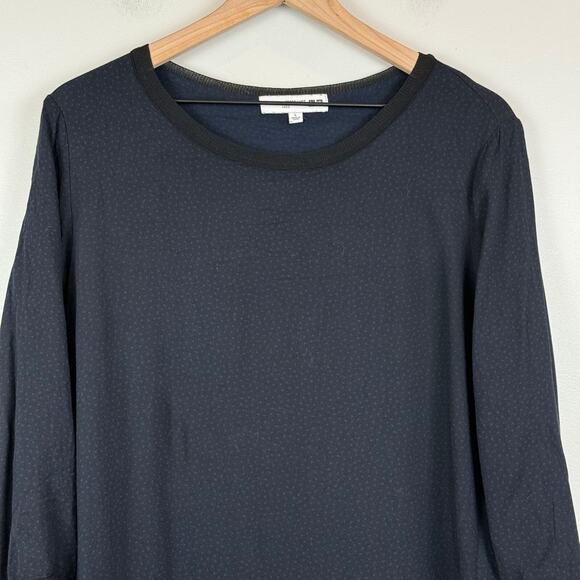 Ines de La Fressange Uniqlo Dress Women's Large Navy Blue Polka Dot Minimalist - Picture 3 of 9